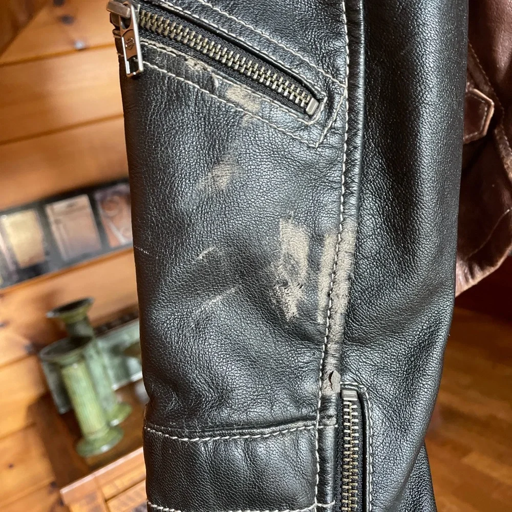 Harley-Davidson Brown and Black Leather Jacket - Picture 4 of 7